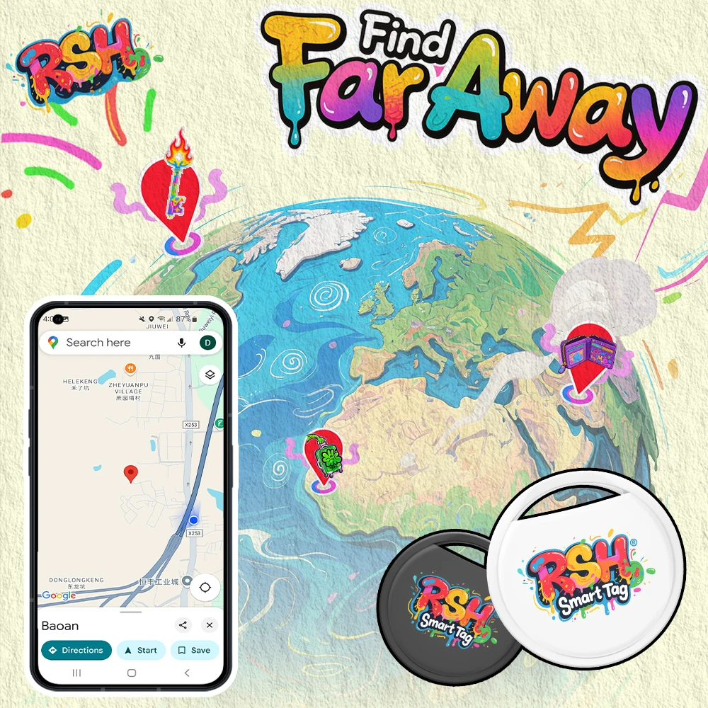 RSH marca genuino Android GPS Tracker funciona con Google's Find Hub localizador de mascotas para Xiaomi Samsung etiqueta inteligente para billetera Bikc Finde - imagen 5