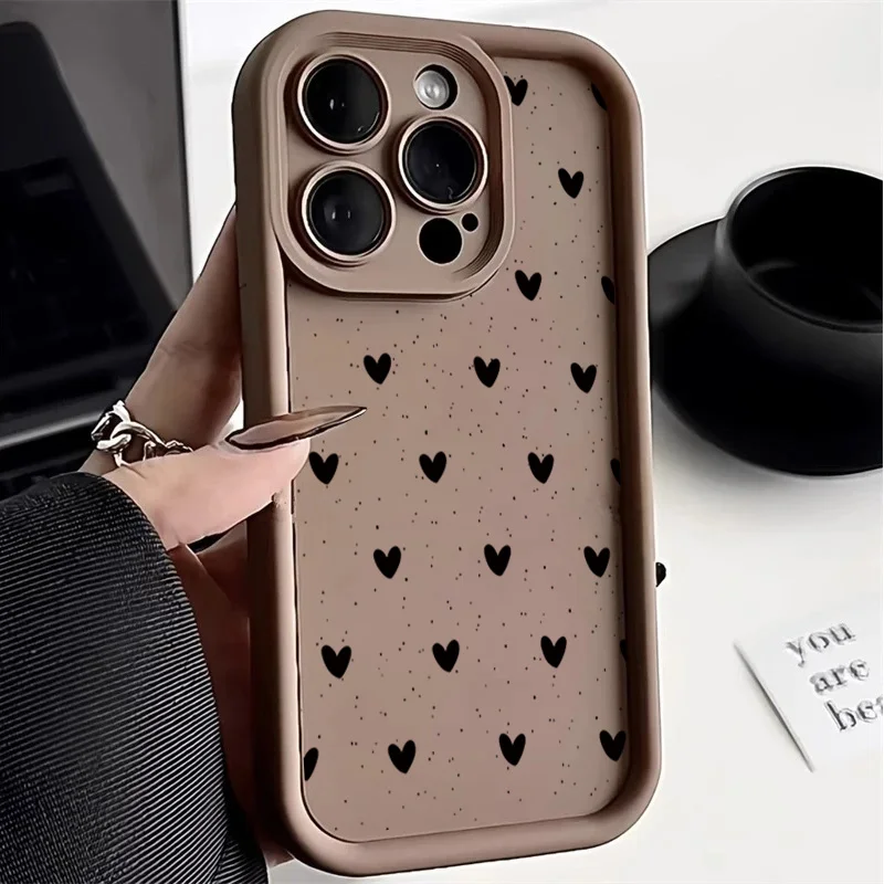 White Line Love Heart Case For IPhone 17 Air 17 Pro 16 15 14 13 12 PRO MAX 16E 15 14 Plus Cover Silicone Y2K Full Protection - imagen 4