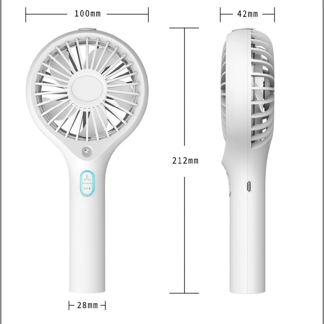 2025 Nuevo ventilador de pulverización de mano Mini ventilador recargable USB Ventilador de hidratación portátil Ventilador de humidificación
