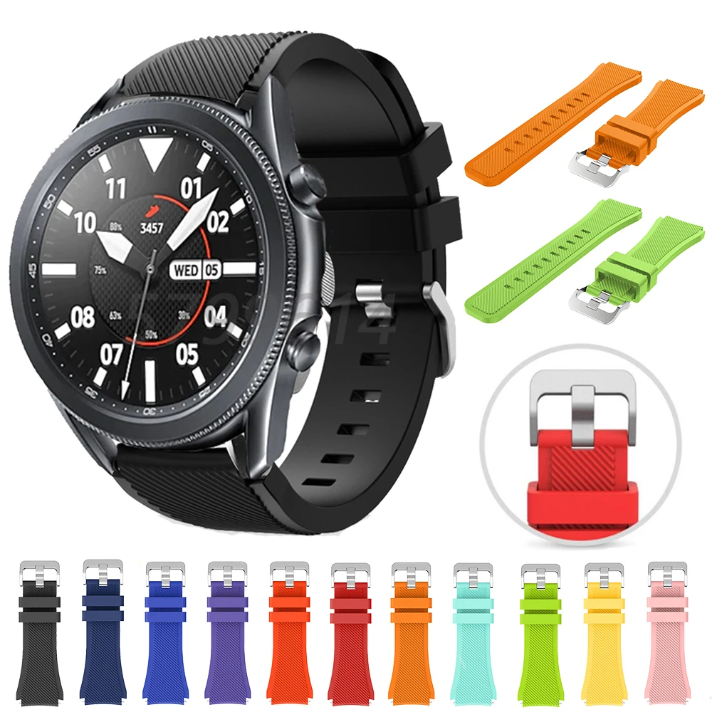 Correa de silicona de 22mm para Samsung Galaxy Watch 3 45mm/Galaxy Watch 46mm correa de repuesto para Samsung Gear S3 - imagen 3