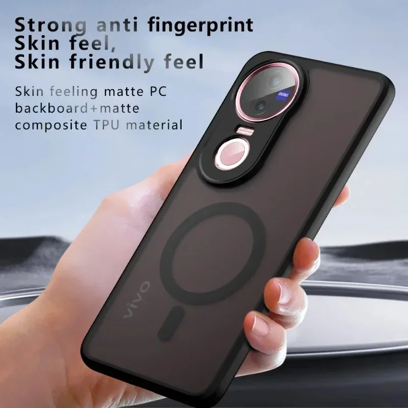 Para Vivo V50 V 50 Magsafe funda mate acrílica magnética para Vivo V50 Lite Y29 4G cubierta de teléfono transparente a prueba de golpes parachoques duro