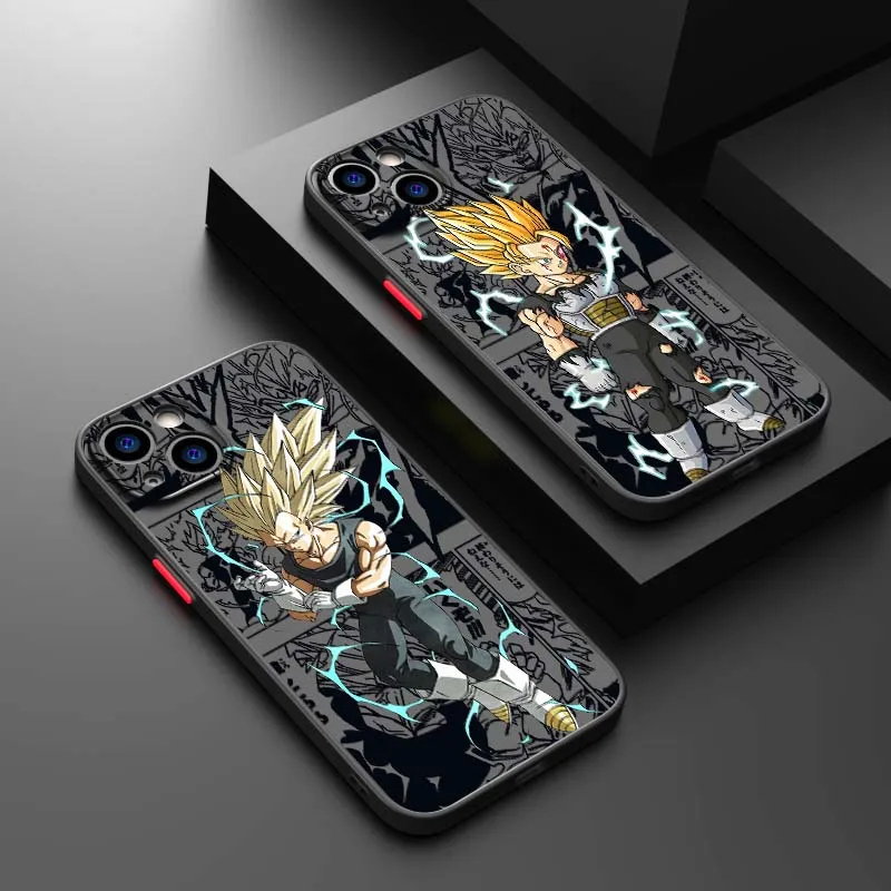 D-Dragon Ball Anime Vegeta Art para Apple iPhone 17 16 15 14 13 12 11 Air Plus Pro Max funda de teléfono translúcida esmerilada