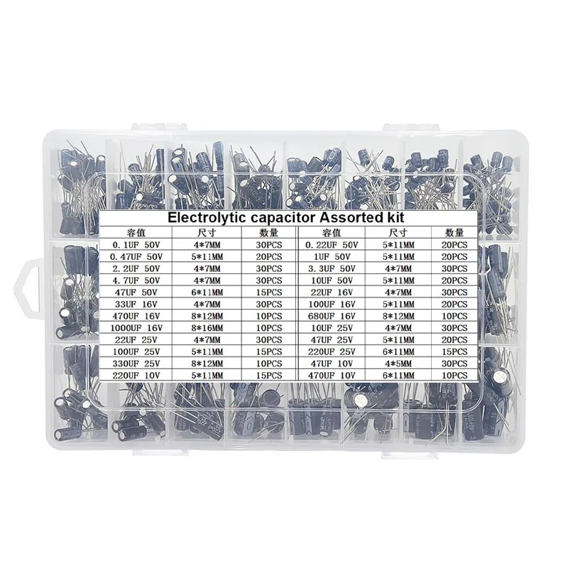500 unids/set con caja 0,1 UF-1000 UF 24 valores condensadores electrolíticos de aluminio 10-50 V mezcla de condensadores electrolíticos Kit surtido - imagen 3