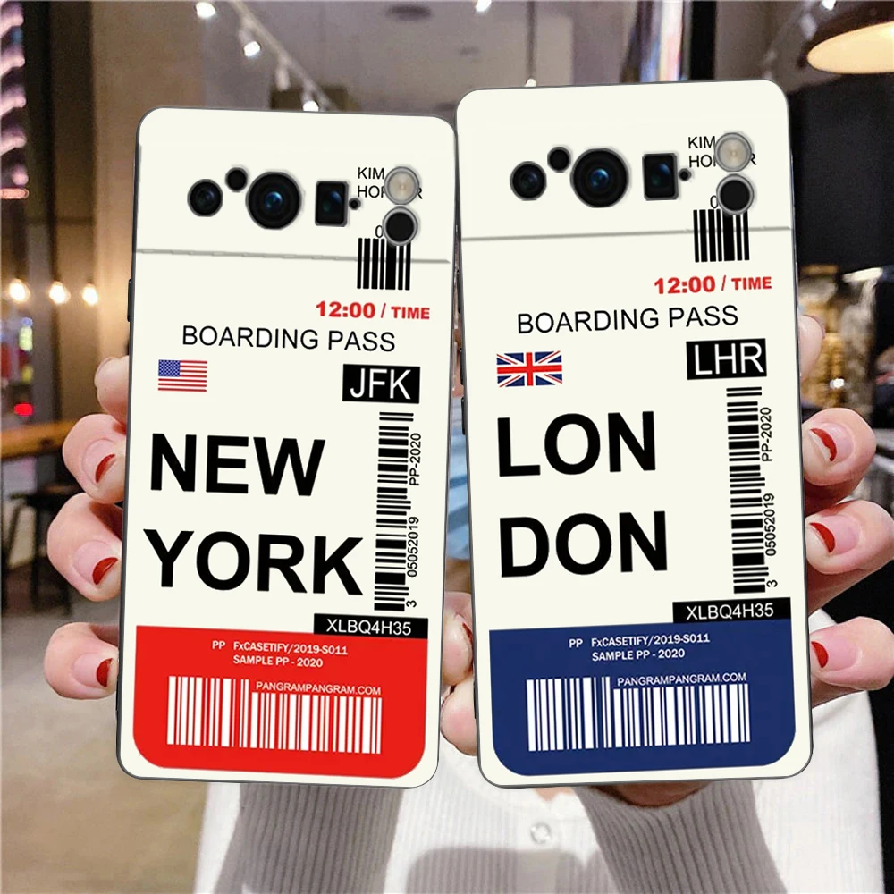 Funda de teléfono con etiqueta de Londres de Nueva York, billete de viaje de ciudad mundial para Google Pixel 9 8 7 6 Pro XL 8A 7A 6A, carcasa de TPU a prueba de golpes - imagen 2