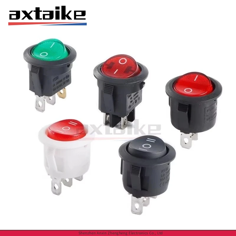 10 Uds apertura 20mm 2/3/4Pin KCD1 palanca basculante Circular interruptor de botón de encendido-apagado negro blanco rojo verde luz