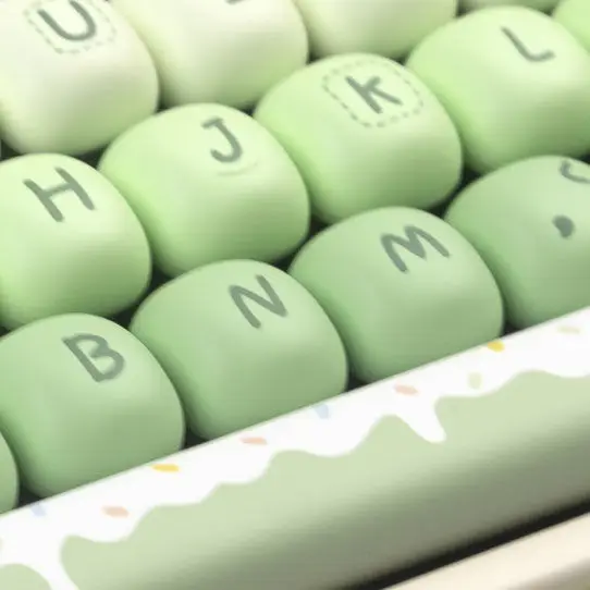 140 teclas lindas teclas MOG tema de verano teclas PBT para niña lindas teclas verdes teclado mecánico Dye-Sub 6.25U espacio dividido - imagen 4