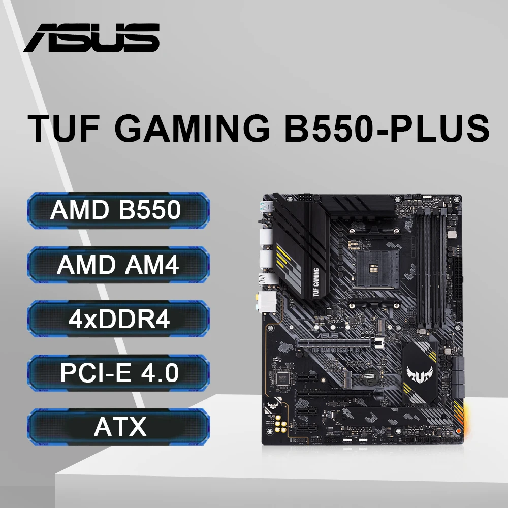 Placa base ASUS TUF GAMING B550-PLUS compatible con Ryzen 5 5600 R7 5700X3D CPU AMD B550 DDR4 HDMI SATA 6 USB 3,2 M.2 NVME PCIe 4,0