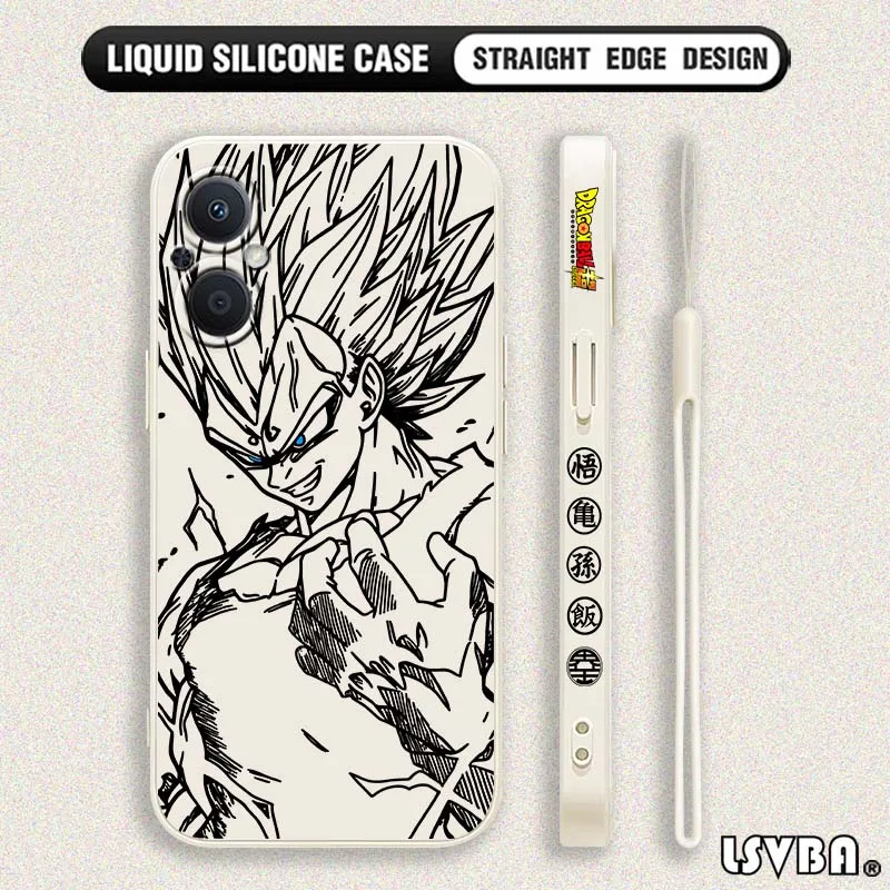 D-Dragon Ball Goku Vegeta funda artística para OPPO Reno 8 7 A96 A78 A74 A72 A58 A53 A40 Lite 5G funda de teléfono con cuerda izquierda líquida - imagen 4