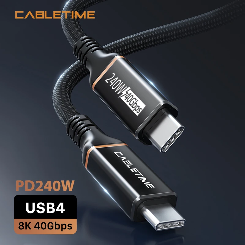 CABLETIME USB 4 Thunderbolt 4 Cable Compatible Tipo c 8K@60Hz Transferencia de datos 240W Carga rápida para Dell Macbook C413 - imagen 2