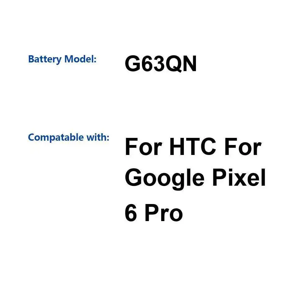 Batería de teléfono móvil para Htc Google Pixel 6 Pro, potencia confiable, peso ligero 5003Mah G63QN