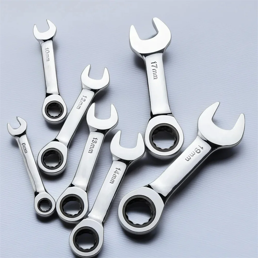 1 Juego de combinación Reversible de 6mm-19mm, llave única rechoncha, combinación de 72 dientes, llave de tubo de trinquete, herramientas de reparación de tuercas - imagen 3