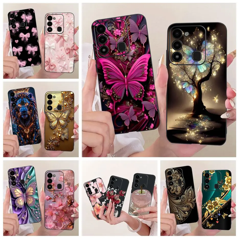 Para Tecno Spark Go 2022 funda KG5 KG5h elegante mariposa pintado cubierta suave TPU funda de teléfono para Tecno Spark 8C Spark8C Fundas bolsas
