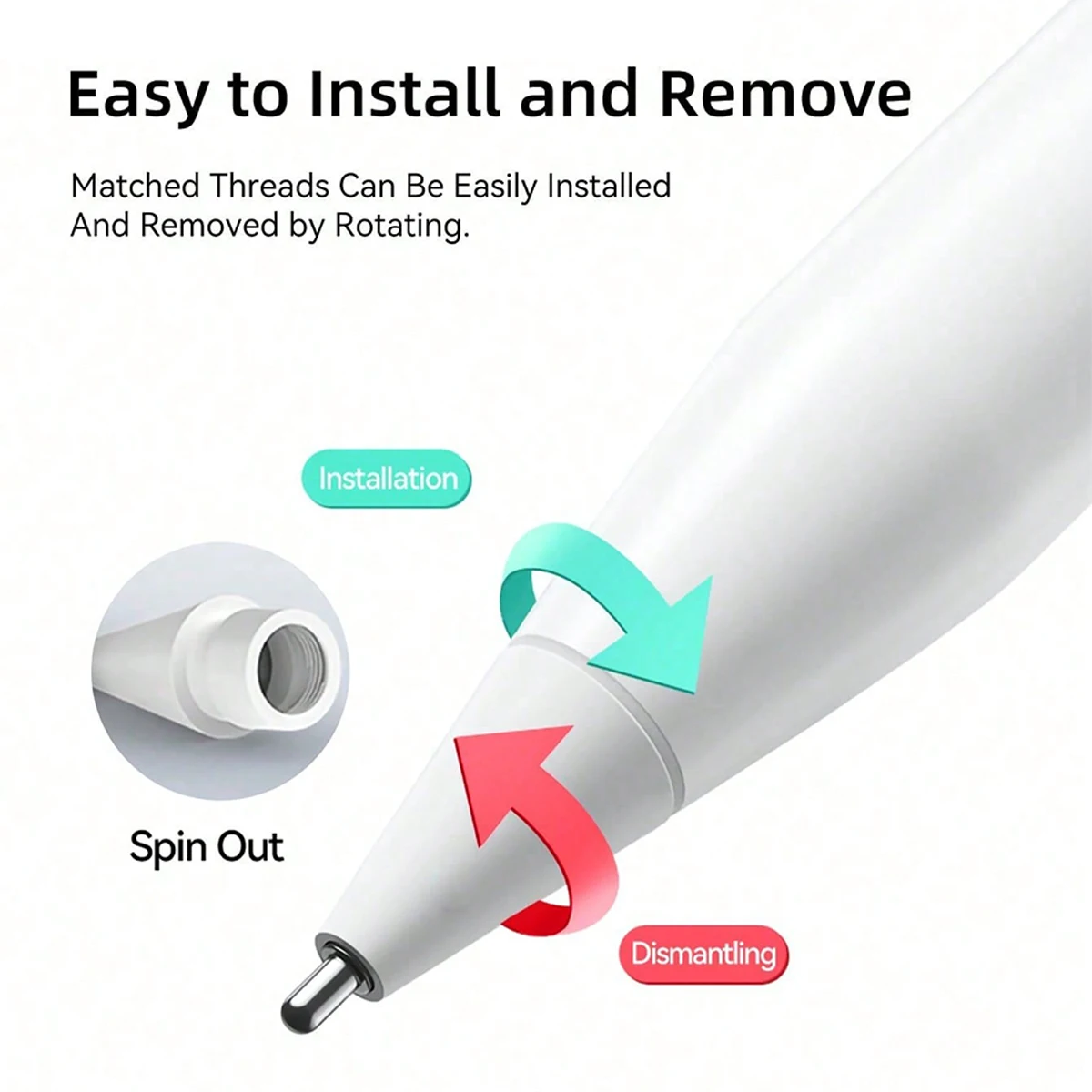 Puntas de lápiz para Apple de doble capa, 6 uds., 2B, HB, punta fina y punta transparente para Apple Pencil, lápiz óptico para iPad de 1a y 2.a generación - imagen 4