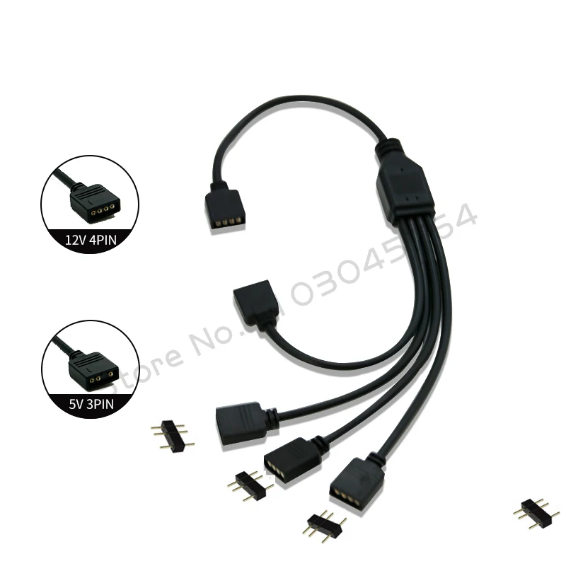 Divisor de sincronización RGB de placa base, Cable de extensión de transferencia de concentrador de sincronización ARGB RGB/5V 3 pines de 12V 4 pines para M/B ASUS GIGABYTE MSI - imagen 4