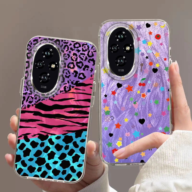 Para Honor 400 Lite 200 Pro 200 Lite 5G cubierta de teléfono dibujos animados gato leopardo estampado patrones moda suave TPU parachoques para Honor 400 Lite - imagen 4