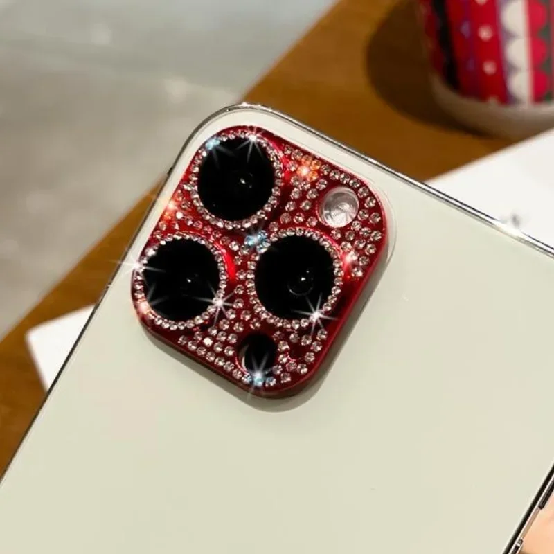 Película de lente de cámara para IPhone 14, 13, 12, 15 16Pro Max Mini 14 15 16Plus, Protector de anillo de lente de cámara con brillo de diamante, 2-3 Uds. - imagen 3