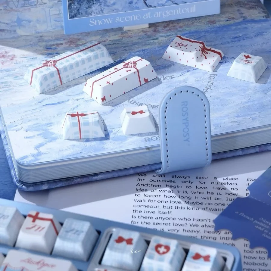 Juego de teclas con tema bonito de Memorias azules, teclas personalizadas originales hechas a mano con perfil de cereza PBT para accesorios de teclado mecánico, regalo - imagen 4