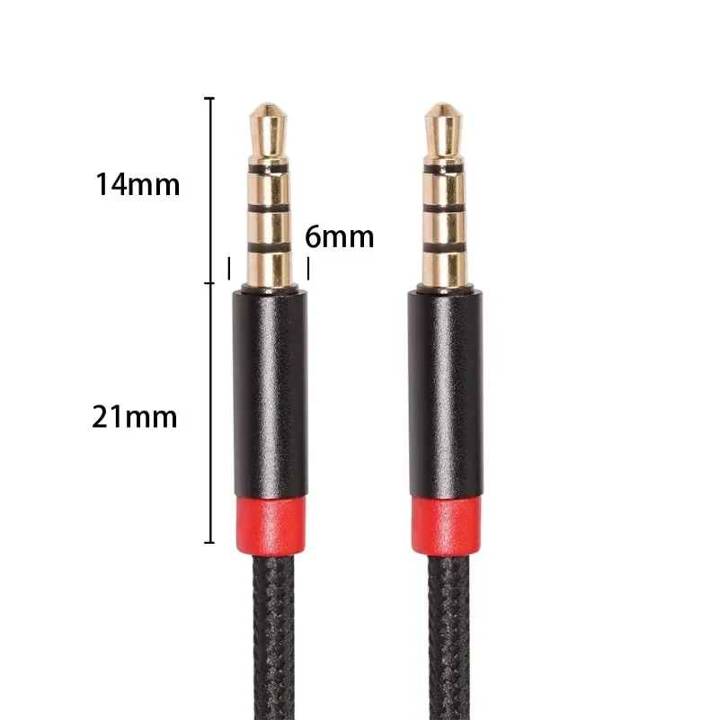 Cable de extensión de audio trenzado de nailon de 3,5 mm macho a macho para auriculares y altavoz de coche con cable auxiliar de enchufe chapado en oro - imagen 3