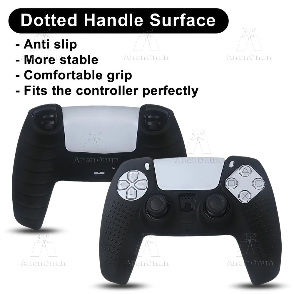 Funda de silicona para controlador PS5 con tapas de agarre para pulgar, cubierta de protección integral, a prueba de golpes, antiarañazos, antideslizante, duradera, suave - imagen 3