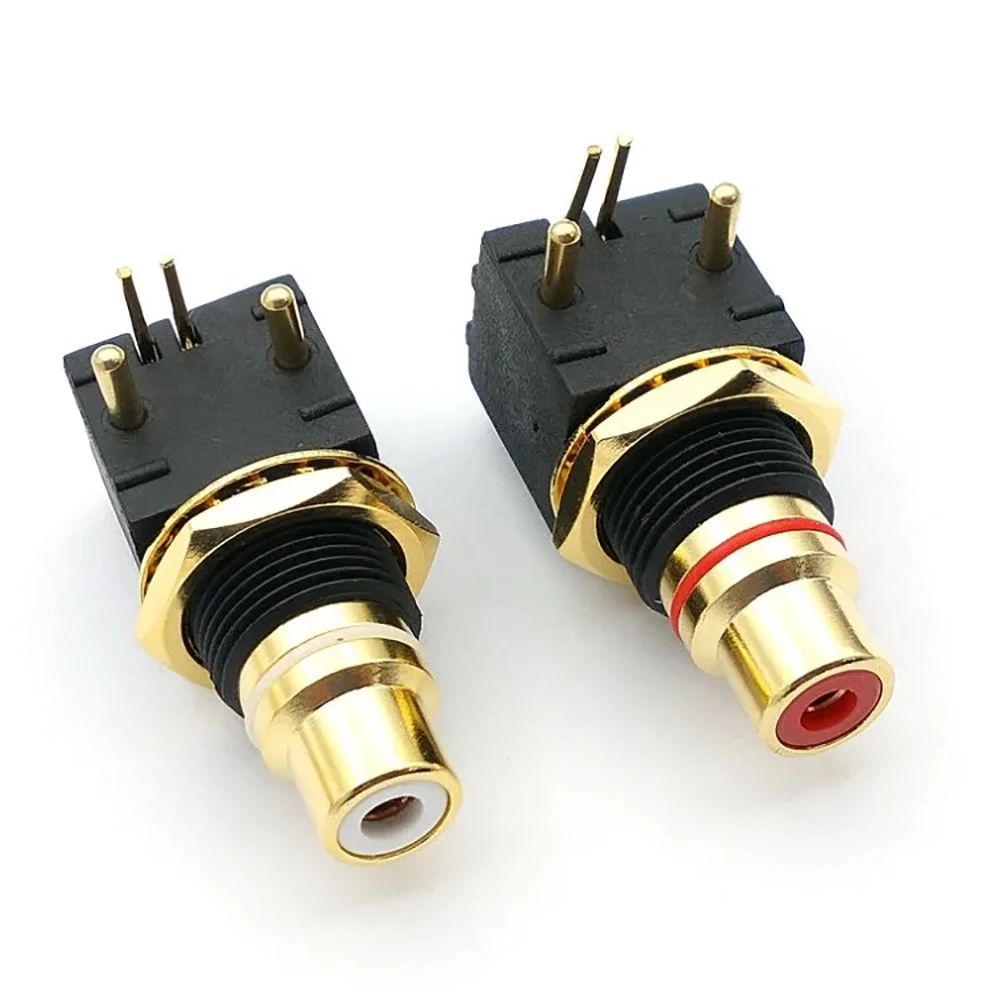 Terminal RCA chapado en oro y cobre, conector hembra de 2 piezas, PCB, Audio, soldadura de 90 grados, rojo y blanco - imagen 5