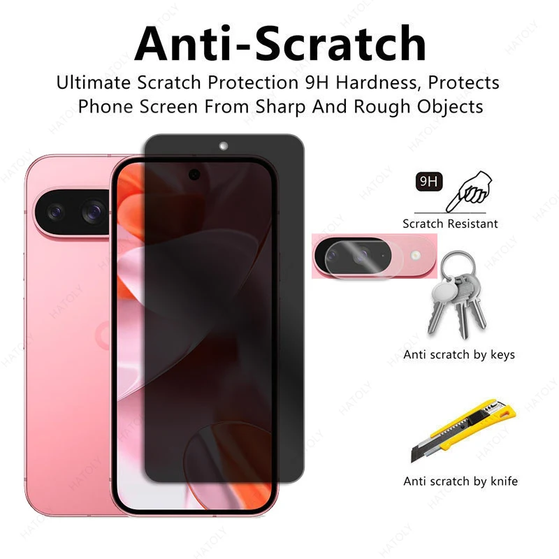 Protector de pantalla de privacidad para Google Pixel 9, Protector de cámara de vidrio antiespía para Pixel 9 Pro XL, vidrio antideslumbrante - imagen 2