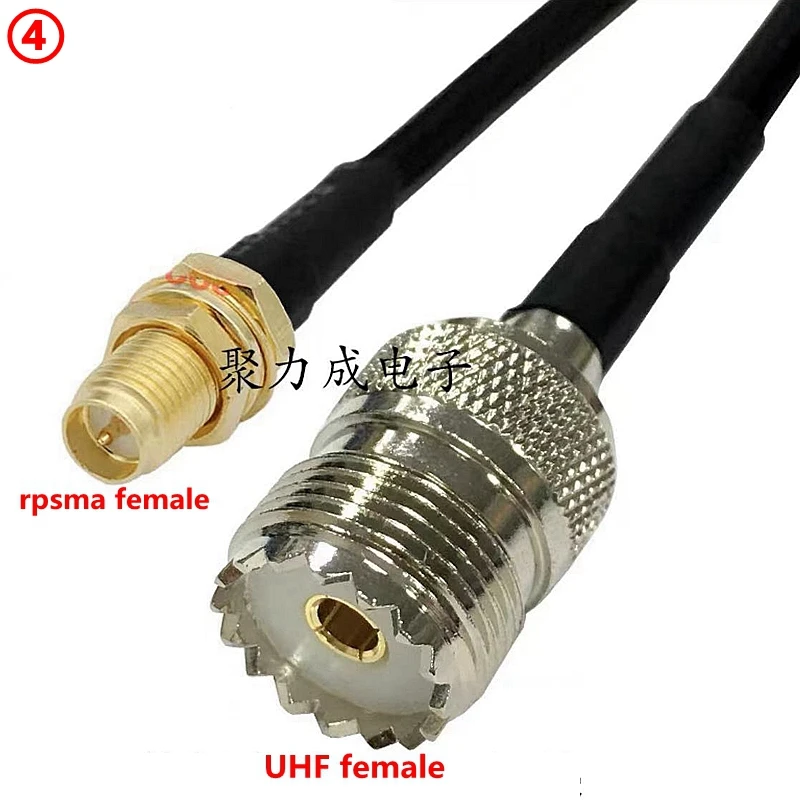 UHF SO239 hembra a SMA engarzado para conector de extensión de Cable RG58 RPSMA a SO239 UHF hembra engarzado para RG58 entrega rápida latón RF - imagen 5