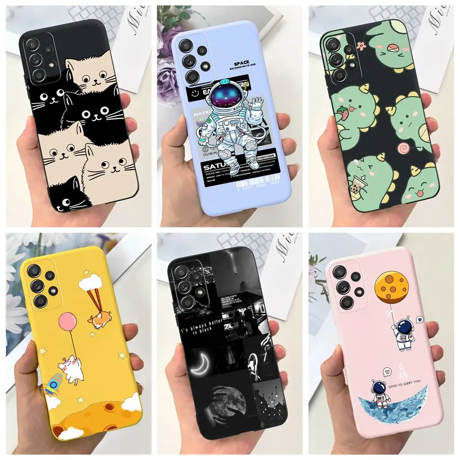 Para Samsung Galaxy A53 5G funda bonita de dibujos animados de dinosaurio funda de teléfono de silicona suave para Samsung A53 Galaxy A23 A33 A73 5G parachoques