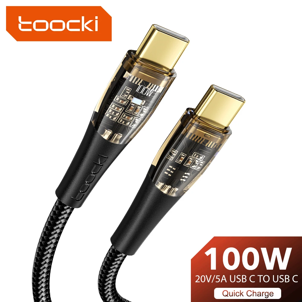 Toocki-Cable USB tipo C de carga rápida para móvil, cargador de 100W para Xiaomi Poco F3 F4 gt Realme Macbook iPad PD