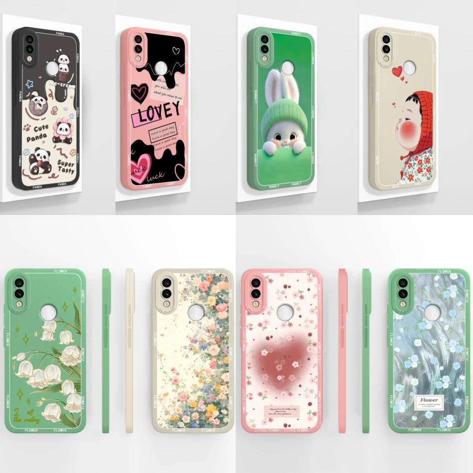 Para Redmi Note 7 Pro 7S Funda de teléfono con estampado Floral suave y suave Funda trasera de silicona líquida para Redmi Note7 Funda de parachoques de alta calidad