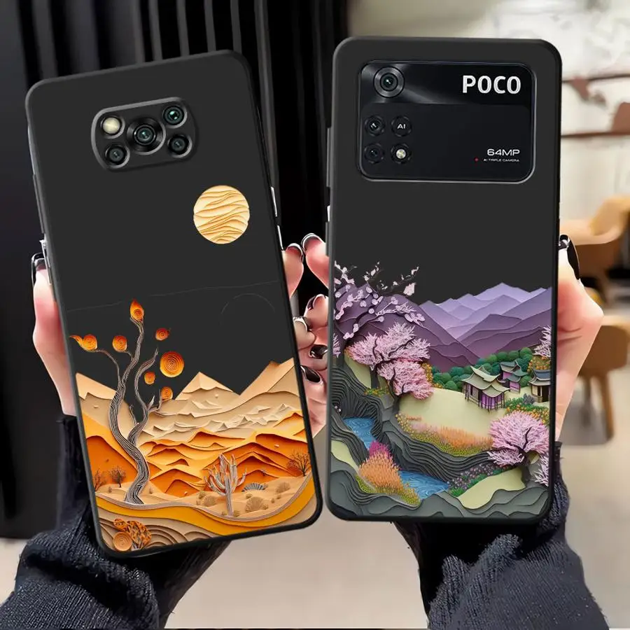 Funda de teléfono suave negra para Xiaomi Poco X3 X4 X5 X7 Pro M3 M4 M7 Pro C71 F3 C40 C61 F1 C75 C50 M5 suspensión de cielo de verano