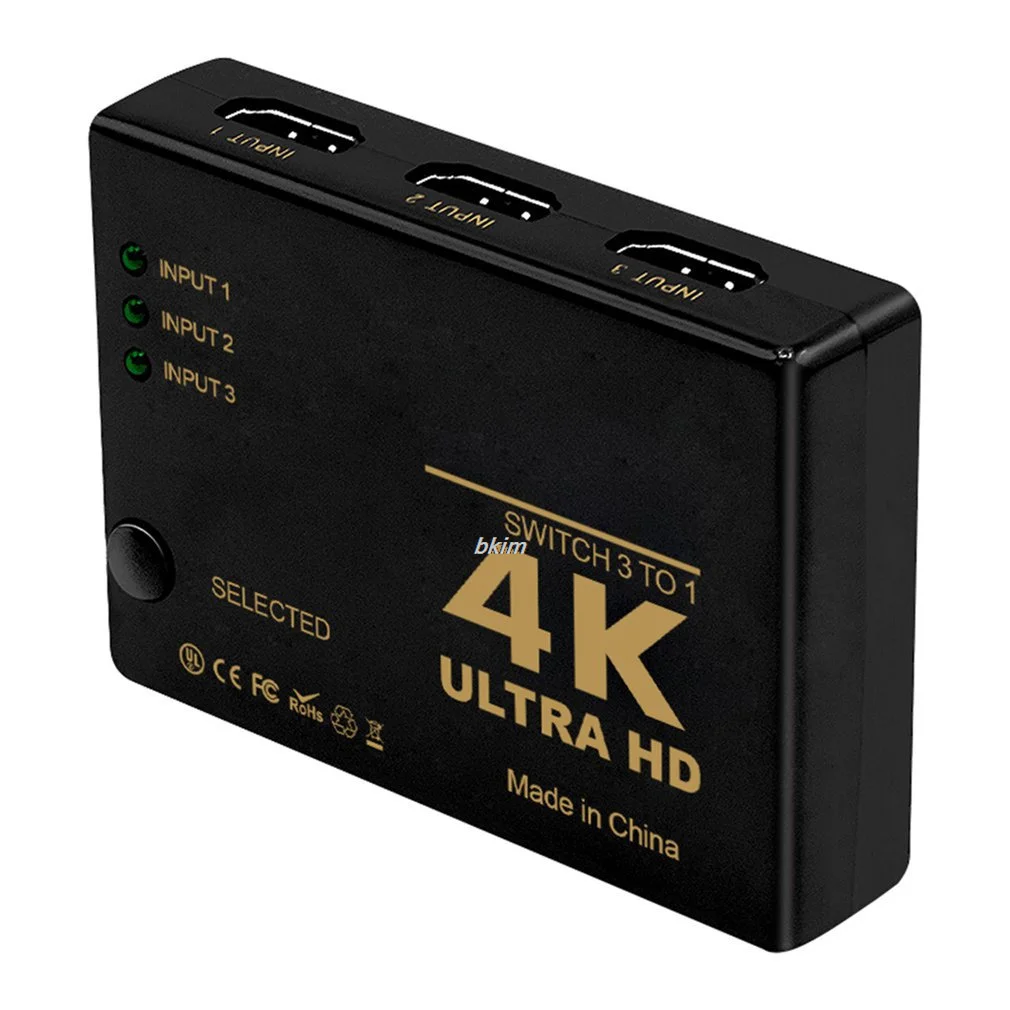 Conmutador 3 en 1 compatible con HDMI, conmutador 4K, divisor de Cable de vídeo HD, convertidor adaptador Hub 1x3 para PS4/3, TV Box, HDTV y PC - imagen 2