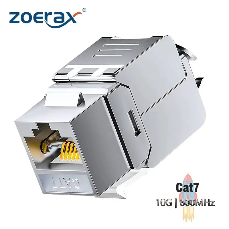 ZOERAX Cat6a Cat7 Keystone Jack Cat7 RJ45 STP Tipo sin herramientas Módulo de aleación de zinc Conectores Adaptador Acoplador para 22 a 26 AWG - imagen 2