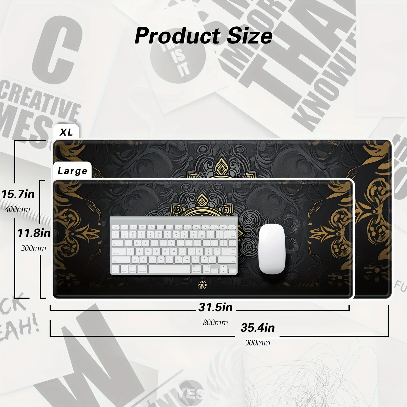 Alfombrilla de escritorio con flores de Mandala XXL, alfombrilla grande antideslizante para ratón, bordes cosidos, alfombrilla de goma para teclado, trabajo de ordenador, accesorio de oficina para juegos - imagen 3