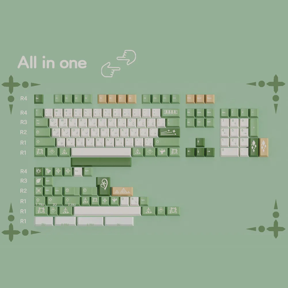 140 teclas hierba verde leche Nassida Keycap diseño personalizado perfil de cereza tinte Sub para teclado GH60 GK61 64 68 75 82 84 96 104 108