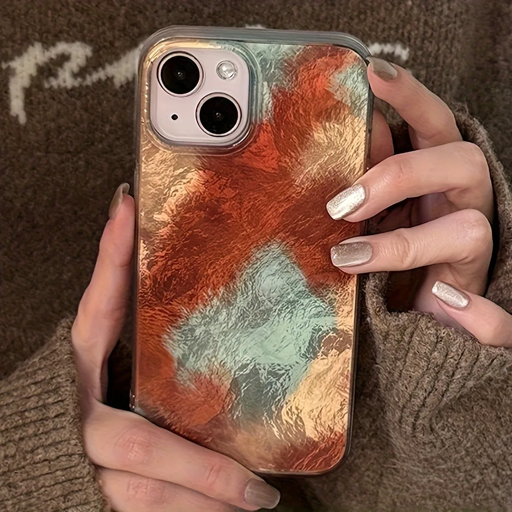 Funda de teléfono con patrón glacial láser de Color degradado azul marrón de lujo para iPhone 17 16 15 14 13 12 11 Pro Max XS XR X 7 8 Plus