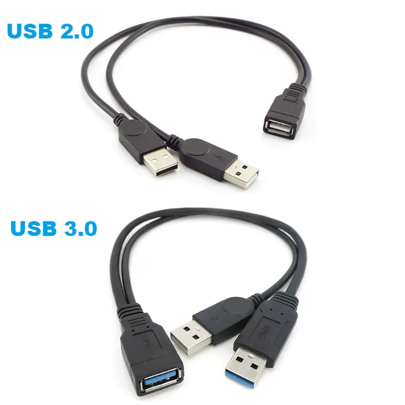 USB 2,0 3,0 A hembra A doble USB macho 2 doble USB 2,0 fuente de alimentación macho hembra Cable de extensión divisor carga para impresoras pc - imagen 2