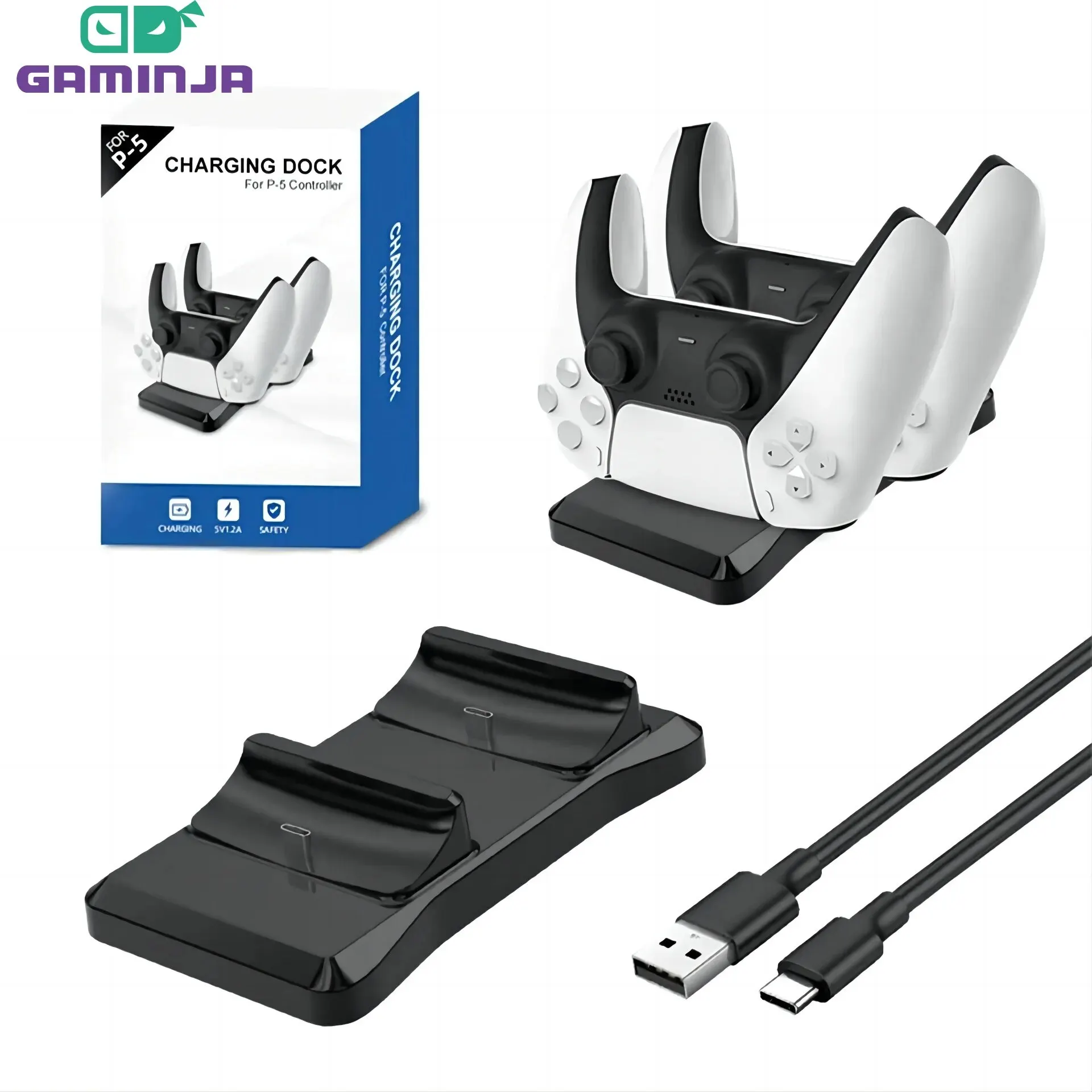 Cargador Base Dual para Mando PS5 GAMINJA P51 Compatible - imagen 2