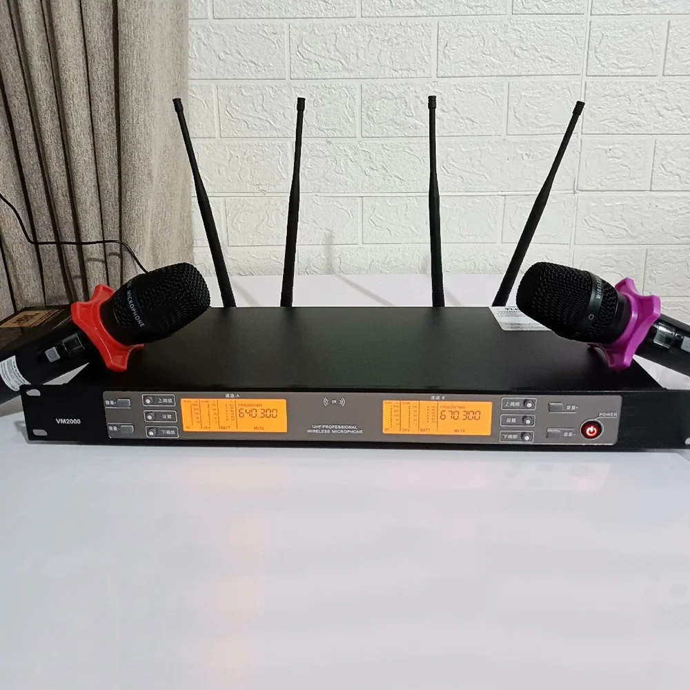 Micrófono inalámbrico VM2000 de 4 antenas 1 a 2 True Diversity Todo metal - imagen 5