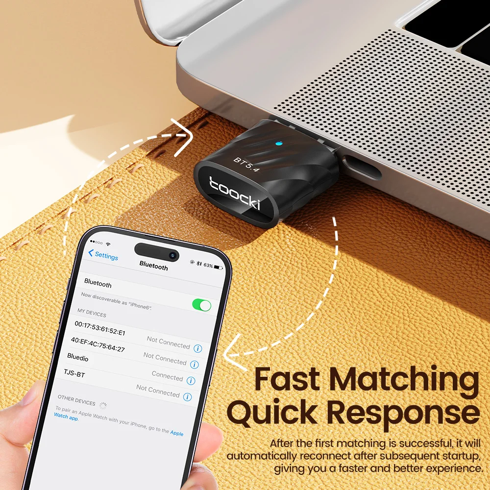 Toocki USB Bluetooth Adaptador BT5.4 Dongle para PC Dongle Adaptador ratón inalámbrico Keyborad música Audio receptor transmisor USB - imagen 2