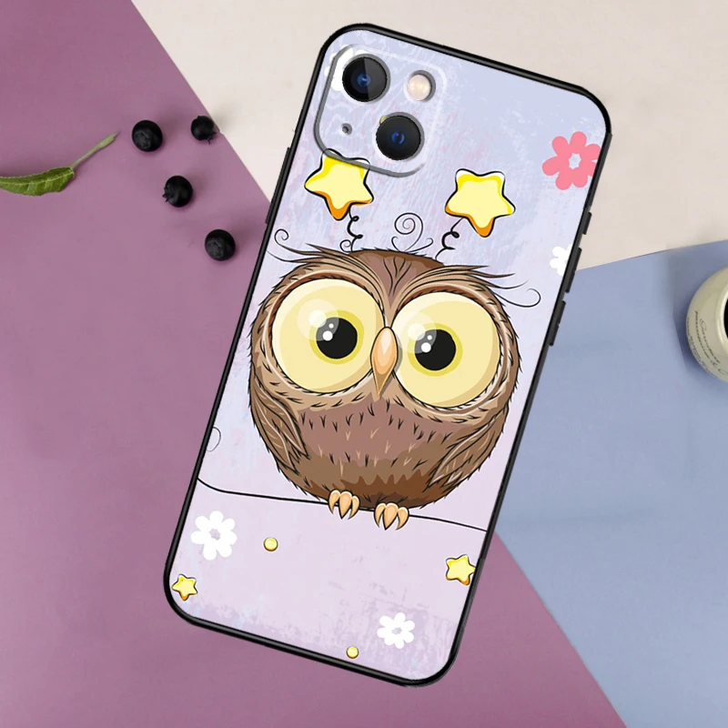 Funda de silicona con diseño de búho de dibujos animados para iPhone 17 14 13 12 11 15 Pro Max 16 Plus 12 13 Mini 16e 17 Air contraportada - imagen 4