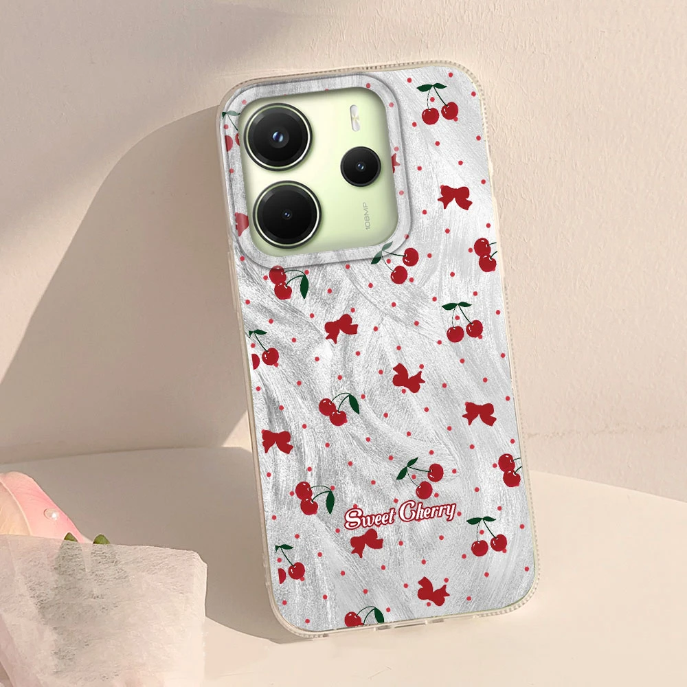 Funda de teléfono con textura de pluma de cereza y puntos circulares para Xiaomi Redmi 13C 14C A5 A3 A4 A3X A1 A2 Note 14 13 12 11 11S 10 Pro - imagen 3