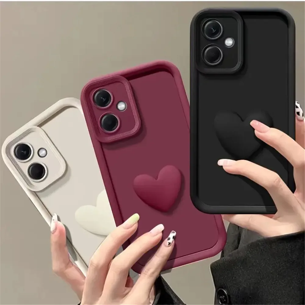 Funda de silicona suave mate con corazón de amor 3D para Xiaomi Redmi Note 13 Pro 4G 5G, funda para teléfono Redmi Note 13 Pro Plus a prueba de golpes - imagen 3