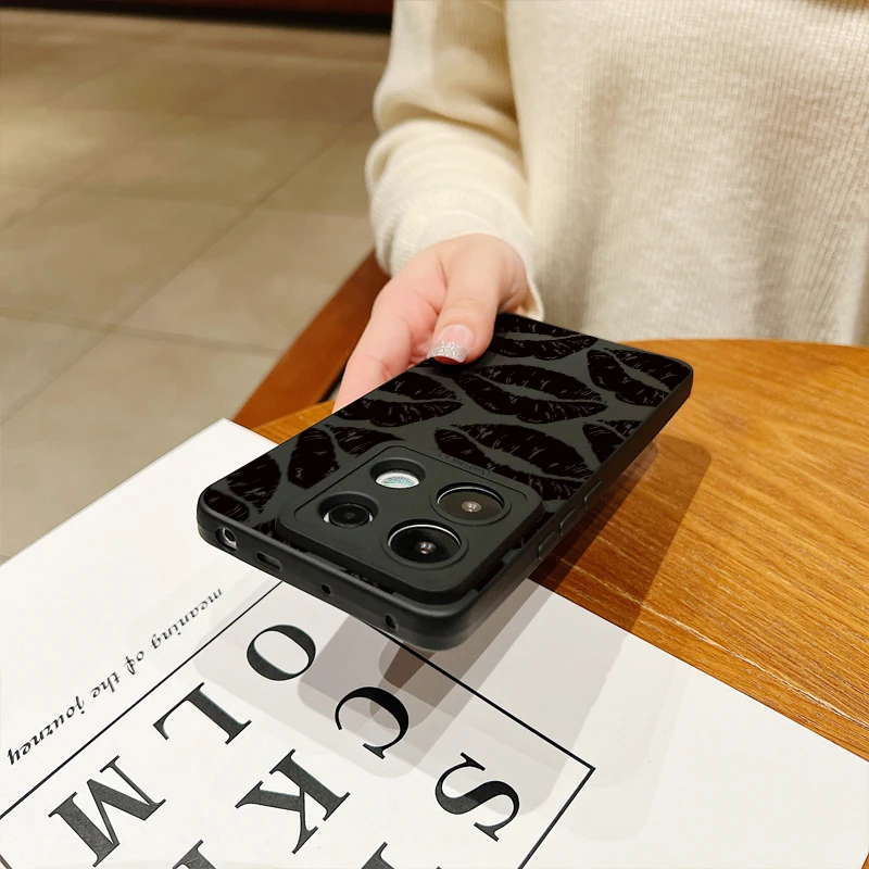 Funda de teléfono de labios negros de estilo gótico para Xiaomi Redmi 13C, fundas para Redmi Note 13, 12 Pro Plus, 5G, 12 S, 11S, 11, 10S, 10, Redmi 12 - imagen 4