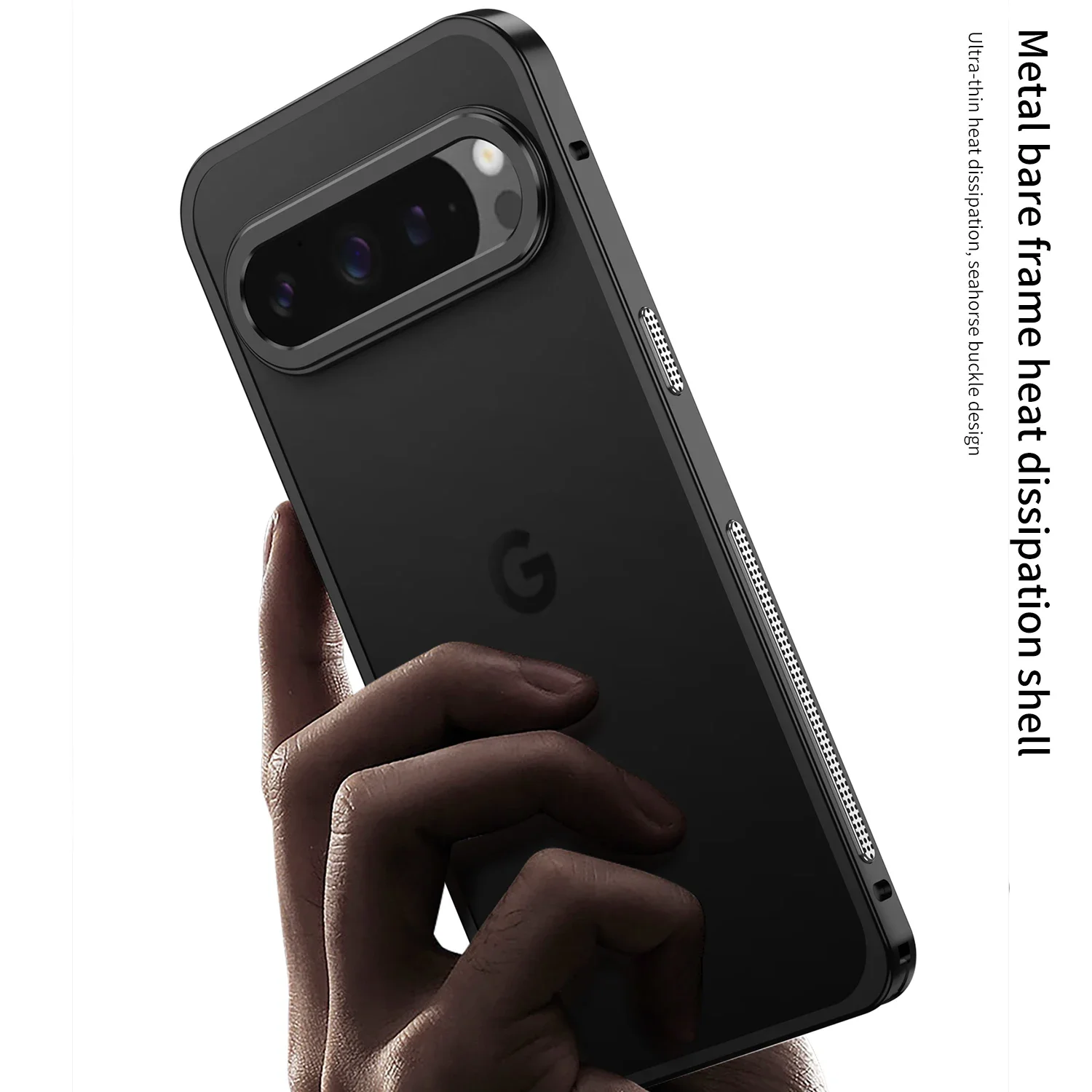 Funda para Google Pixel 9 Pro XL 9A 9Pro, marco hueco de Metal, película protectora para lente, cubierta de disipación de calor, Funda de parachoques a prueba de golpes - imagen 3