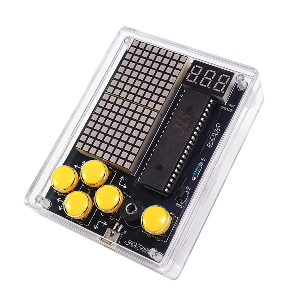 Kit electrónico de consola de juegos de píxeles DIY mejorado, matriz de puntos LED roja, pantalla de tubo Digital, Kit de práctica de soldadura, USB ajustable de 5V