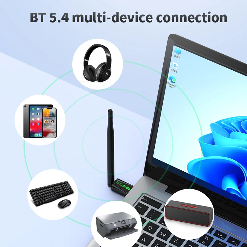 Adaptador WiFi6 de 900Mbps, Bluetooth 5,4, 2,4G/5Ghz, Dongle WiFi AX900 con antena, receptor de tarjeta de red inalámbrica, controlador WIN10/11 gratis - imagen 3