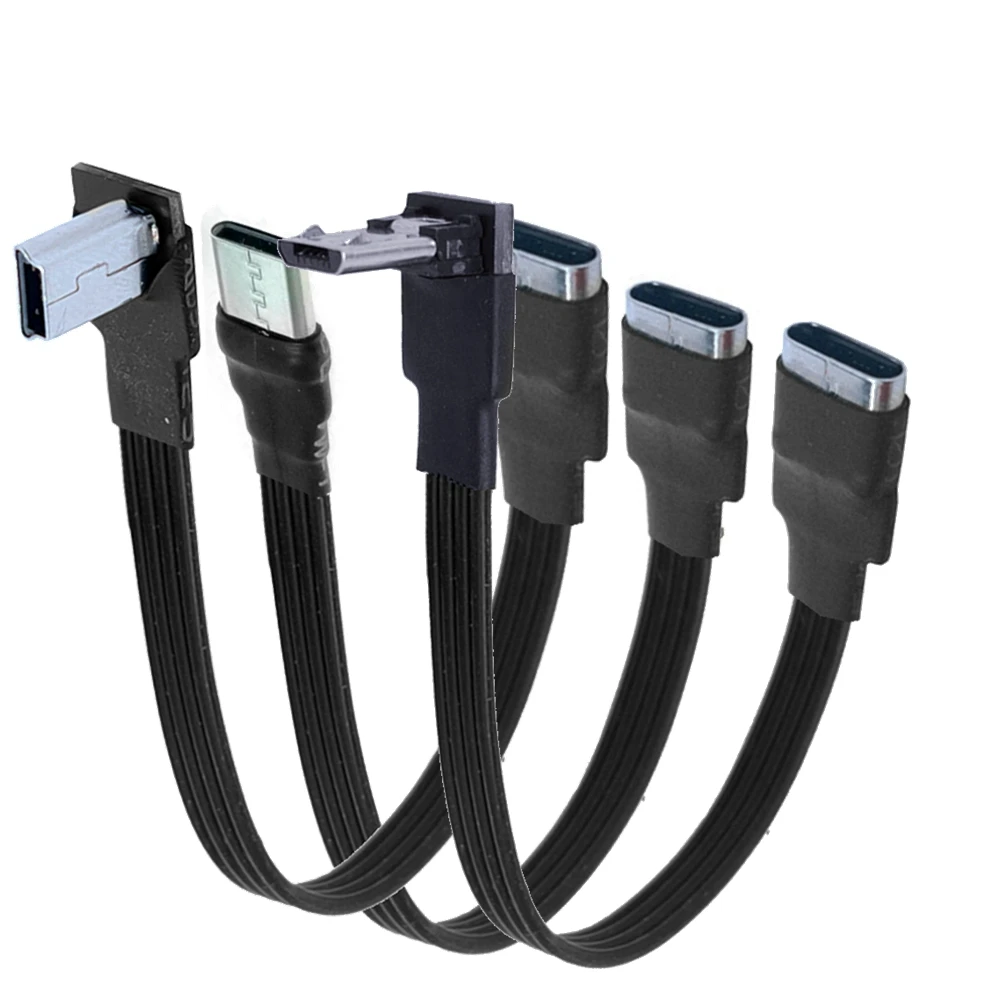 Adaptador de cable de datos de cargador USB macho, 5CM-3M, 90 ángulo tipo C hembra a Micro B Mini tipo c, arriba, abajo, izquierda y derecha - imagen 3