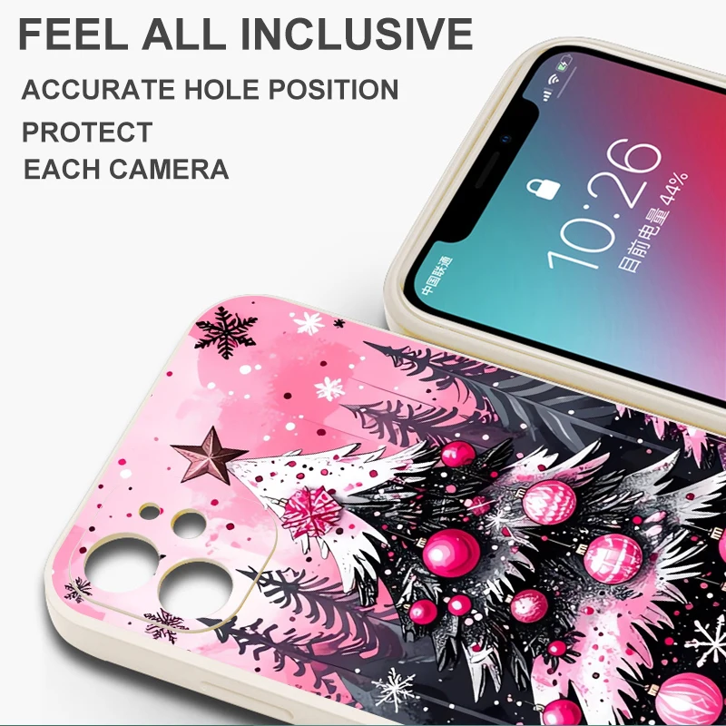 Funda de teléfono para Xiaomi Mi 13 10T 11T 12T Pro 11 12 Lite Funda suave Árbol de Navidad Rosa - imagen 4