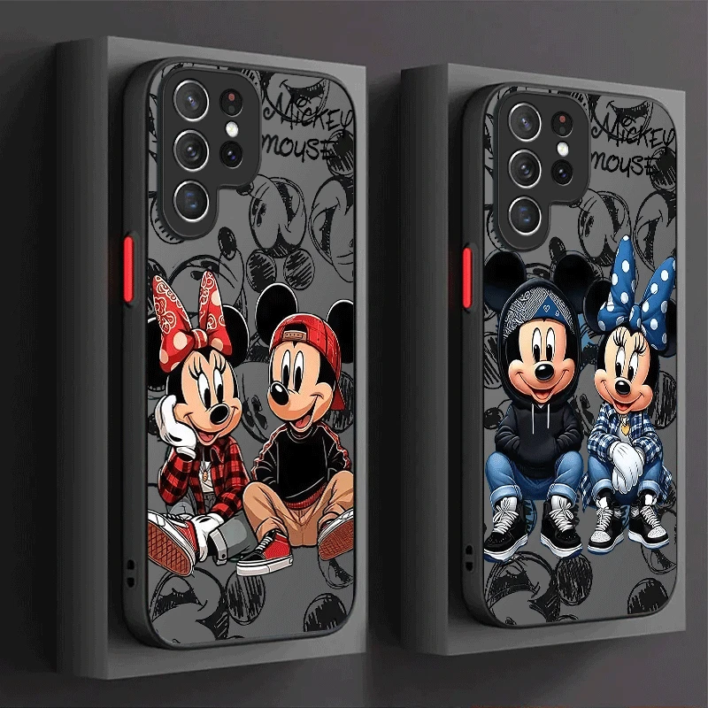 Funda mate de Minnie Mickey de Disney para Samsung Galaxy S25 S23 S24 Ultra S22 S21 Plus FE A56 A36 A26 A16 A06 A15 A25 A35 A55 5G