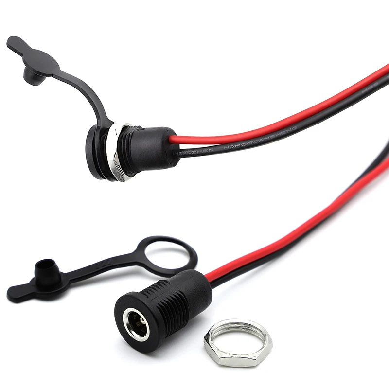 1/5/10 Uds DC 5,5X2,1mm 5,5X2,5mm batería DC enchufe hembra conector impermeable con 2 pines 18AWG Cable flexible DIY - imagen 3